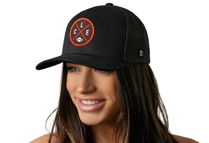 Cleveland Trucker Haka Hat Black CLE X Football Snapback