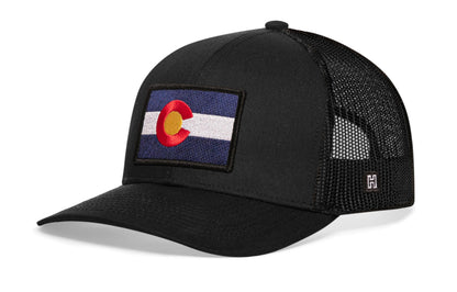 Colorado Flag Trucker Haka Hat Black CO Snapback