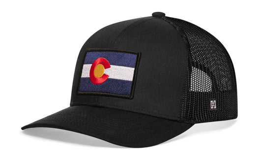 Colorado Flag Trucker Haka Hat Black CO Snapback