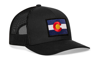 Colorado Flag Trucker Haka Hat Black CO Snapback
