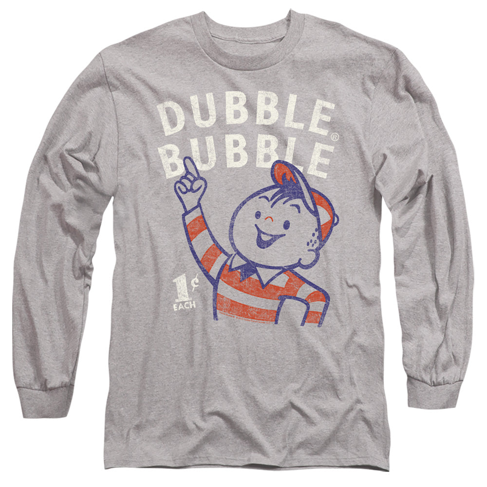 Dubble Bubble Pointing Mens Long Sleeve Shirt Athletic Heather Officially Licensed