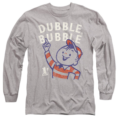 Dubble Bubble Pointing Mens Long Sleeve Shirt Athletic Heather Officially Licensed
