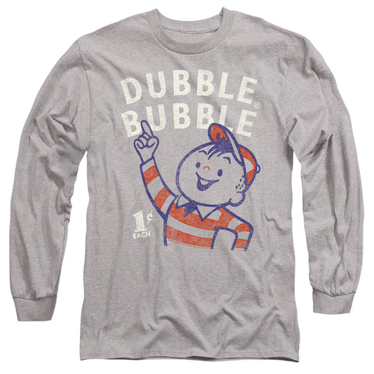 Dubble Bubble Pointing Mens Long Sleeve Shirt Athletic Heather Officially Licensed