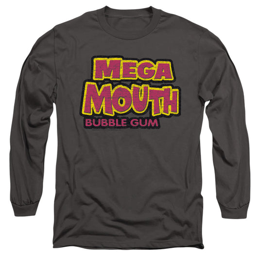 Dubble Bubble Mega Mouth Mens Long Sleeve Shirt Charcoal Officially Licensed