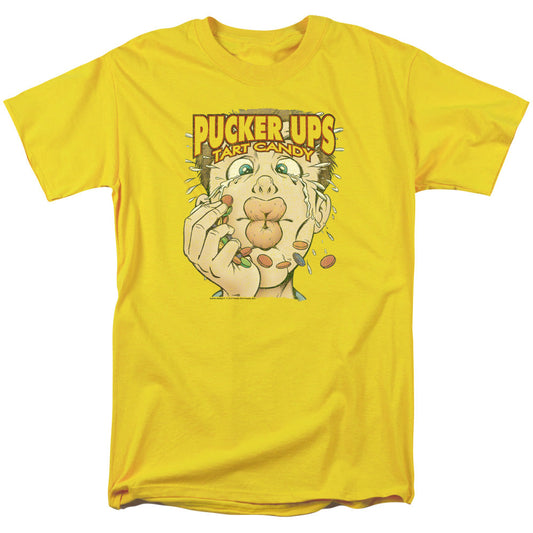 Dubble Bubble Pucker Ups Mens T Shirt Yellow