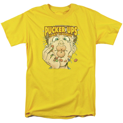 Dubble Bubble Pucker Ups Mens T Shirt Yellow