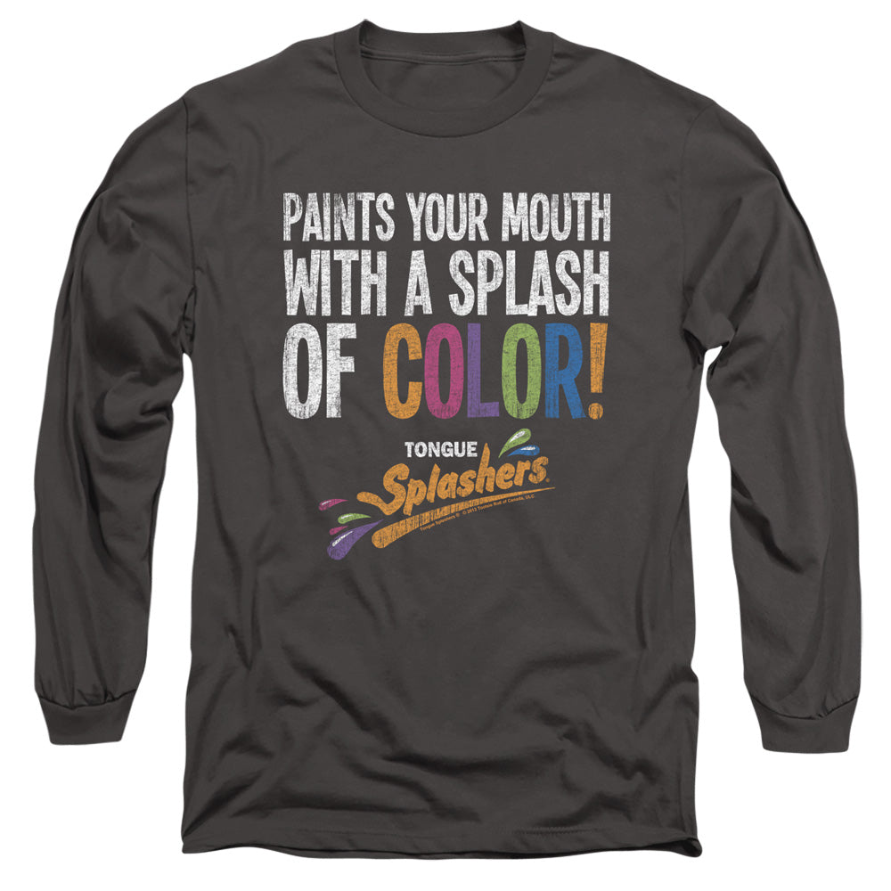 Dubble Bubble Paints Your Mouth Mens Long Sleeve Shirt Charcoal Officially Licensed