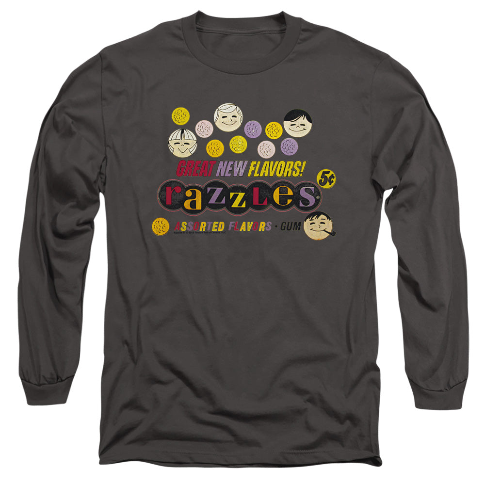 Dubble Bubble Razzles Retro Box Mens Long Sleeve Shirt Charcoal Officially Licensed