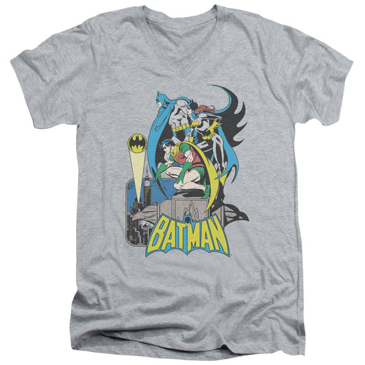 DC Comics Heroic Trio Mens Slim Fit V Neck T Shirt Athletic Heather