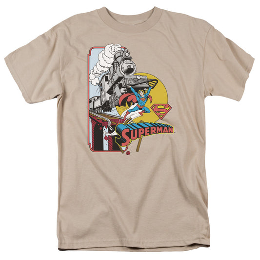 DC Comics Off the Rails Mens T Shirt Sand