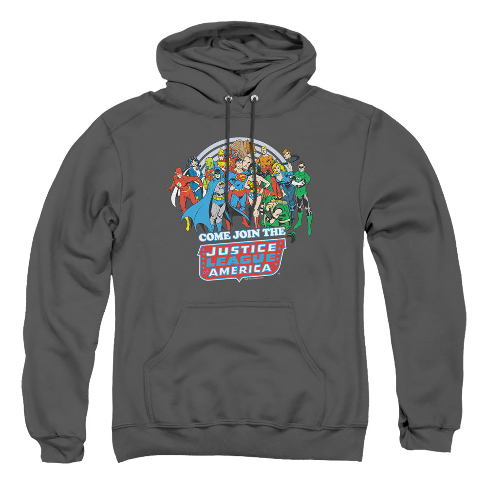 Dc Join The Justice League Mens Hoodie Charcoal