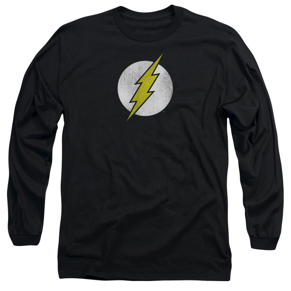 Dc Flash Flash Logo Distressed Mens Long Sleeve Shirt Black Officially Licensed