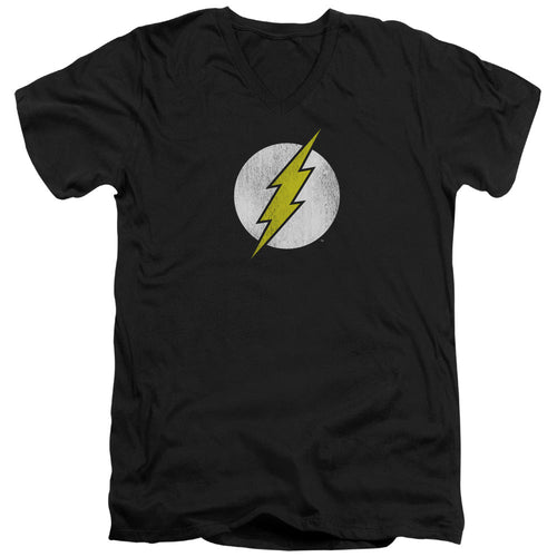 DC Comics Flash Flash Logo Distressed Mens Slim Fit V Neck T Shirt Black