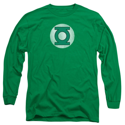 DC Comics Gl Logo Distressed Mens Long Sleeve Shirt Kelly Green