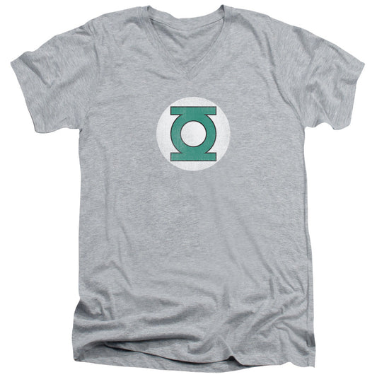 DC Comics Gl Logo Distressed Mens Slim Fit V Neck T Shirt Athletic Heather
