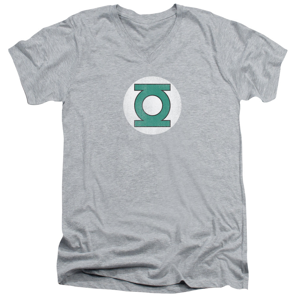 DC Comics Gl Logo Distressed Mens Slim Fit V Neck T Shirt Athletic Heather