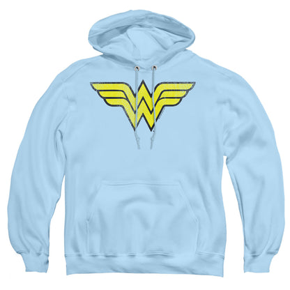 Dc Wonder Woman Ww Logo Distressed Mens Hoodie Light Blue