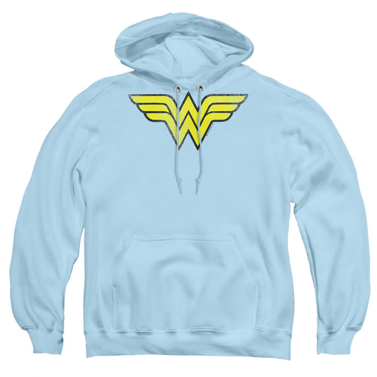 Dc Wonder Woman Ww Logo Distressed Mens Hoodie Light Blue