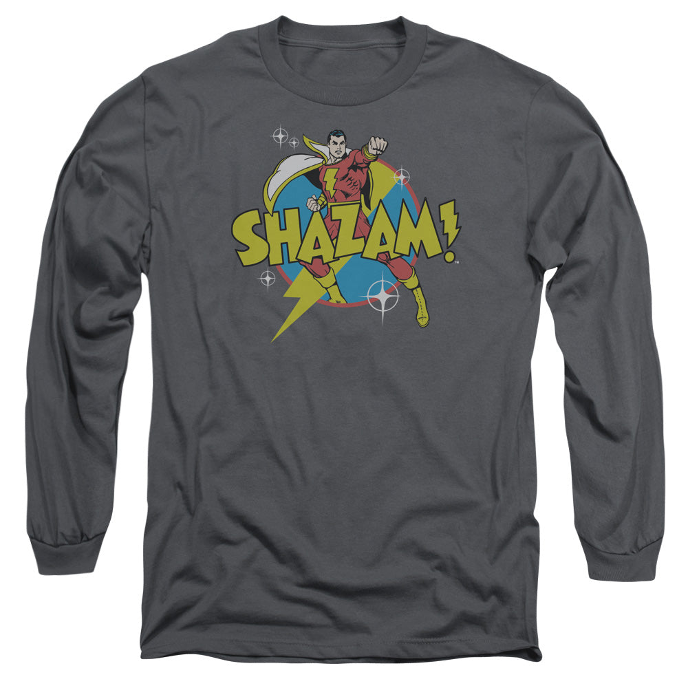 Dc Shazam Power Bolt Mens Long Sleeve Shirt Charcoal Officially Licensed