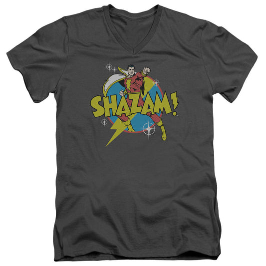 DC Comics Power Bolt Mens Slim Fit V Neck T Shirt Charcoal