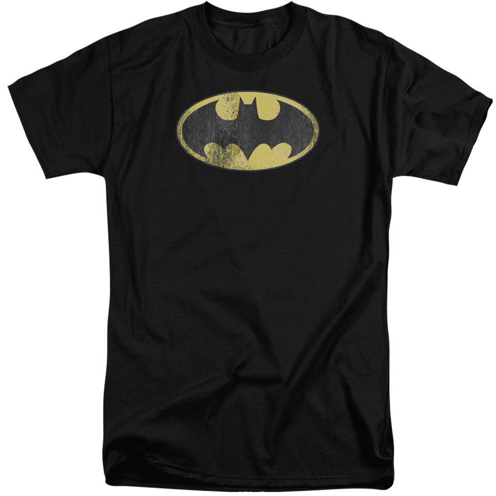 DC Comics Retro Bat Logo Distressed Mens Tall T Shirt Adult Tall Black