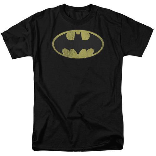 Dc Retro Bat Logo Distressed Mens T Shirt Black