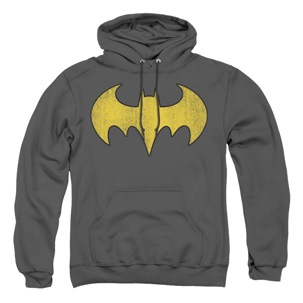 Dc Batgirl Logo Distressed Mens Hoodie Charcoal