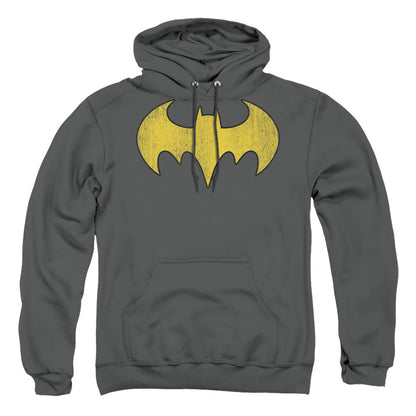 Dc Batgirl Logo Distressed Mens Hoodie Charcoal