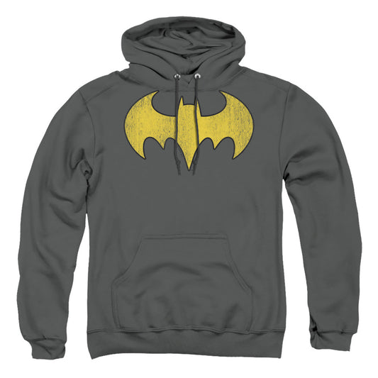 Dc Batgirl Logo Distressed Mens Hoodie Charcoal