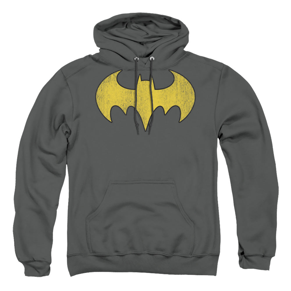 Dc Batgirl Logo Distressed Mens Hoodie Charcoal