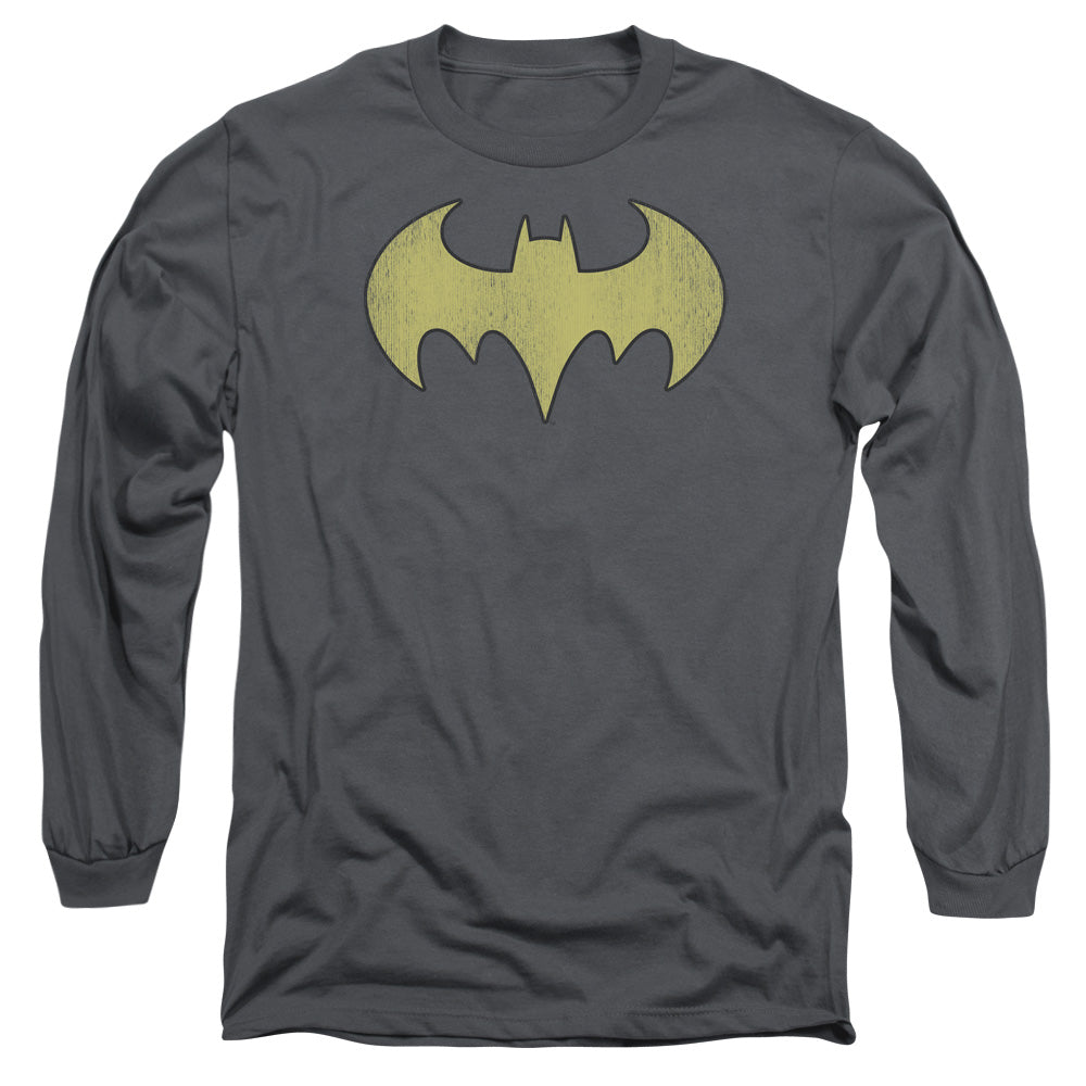 DC Comics Batgirl Logo Distressed Mens Long Sleeve Shirt Charcoal