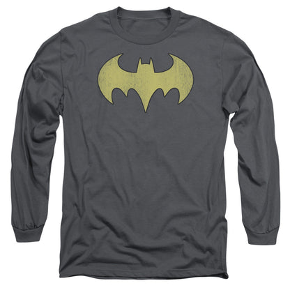 Dc Batgirl Logo Distressed Mens Long Sleeve Shirt Charcoal Officially Licensed