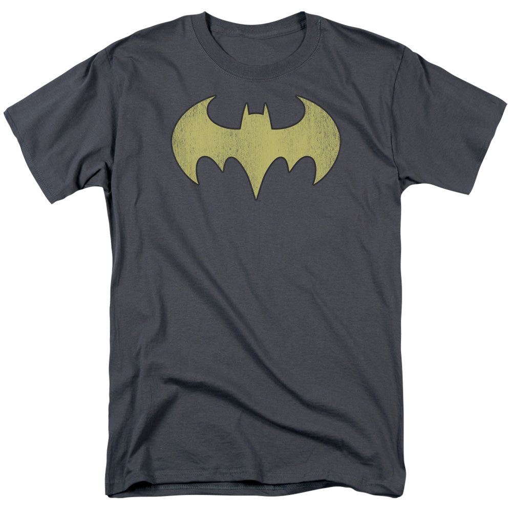 DC Comics Batgirl Logo Distressed Mens T Shirt Charcoal