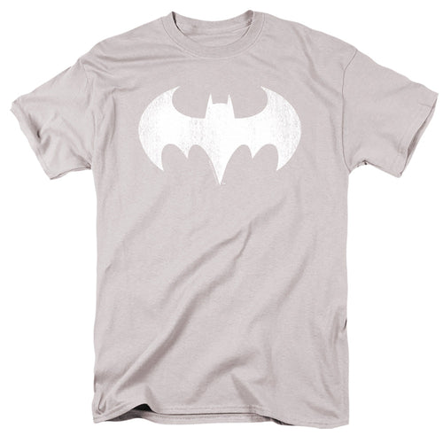 Dc Batgirl Logo Distressed Mens T Shirt Silver