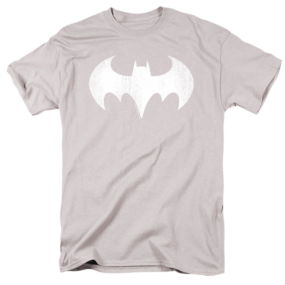 Dc Batgirl Logo Distressed Mens T Shirt Silver