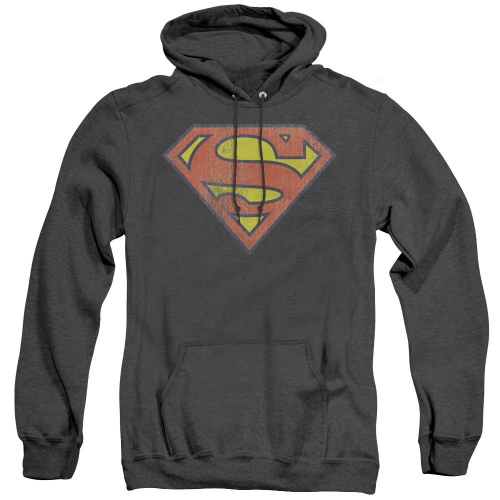 DC Comics Retro Supes Logo Distressed Heather Mens Hoodie Black