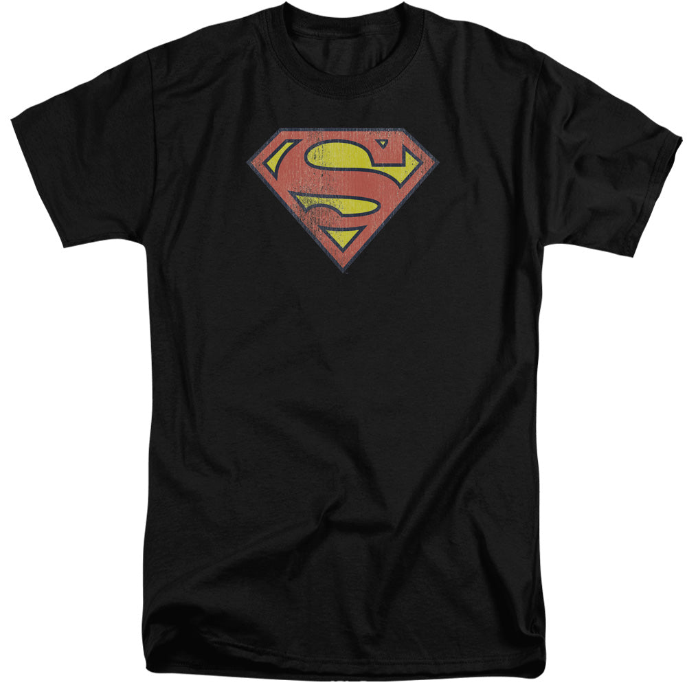 DC Comics Retro Supes Logo Distressed Mens Tall T Shirt Adult Tall Black