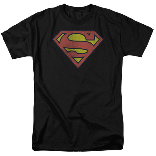 Dc Retro Supes Logo Distressed Mens T Shirt Black