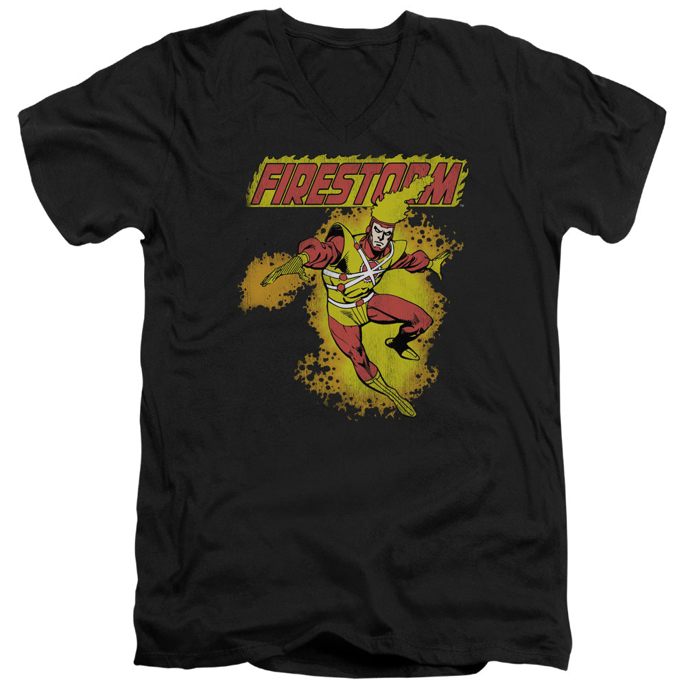 DC Comics Firestorm Mens Slim Fit V Neck T Shirt Black