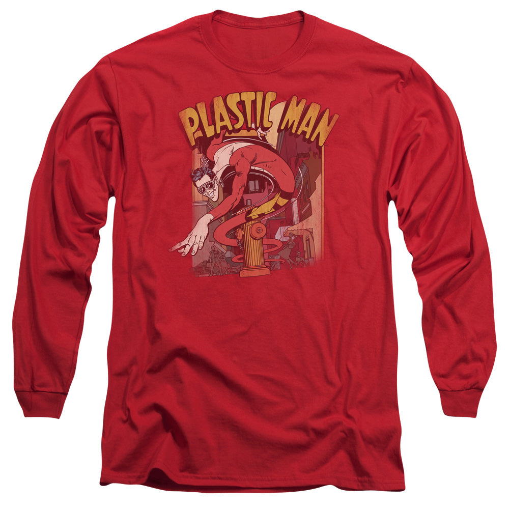 DC Comics Plastic Man Street Mens Long Sleeve Shirt Red