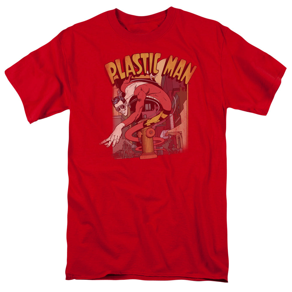 DC Comics Plastic Man Street Mens T Shirt Red