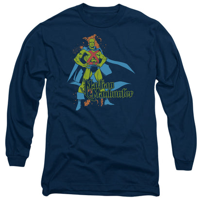 Dc Martian Manhunter Mens Long Sleeve Shirt Navy Officially Licensed