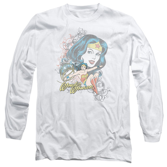 DC Comics Wonder Scroll Mens Long Sleeve Shirt White