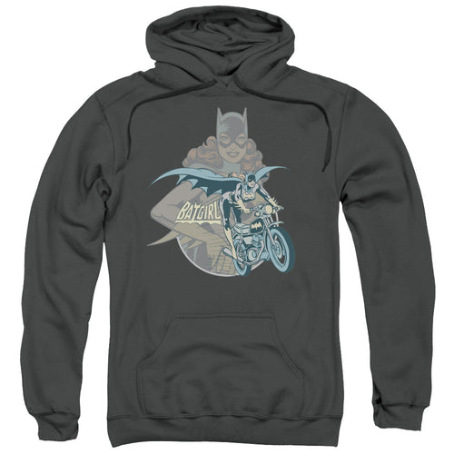 DC Comics Batgirl Biker Mens Hoodie Charcoal
