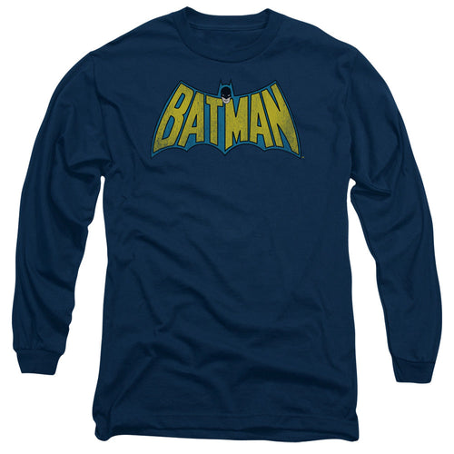 DC Comics Classic Batman Logo Mens Long Sleeve Shirt Navy Blue
