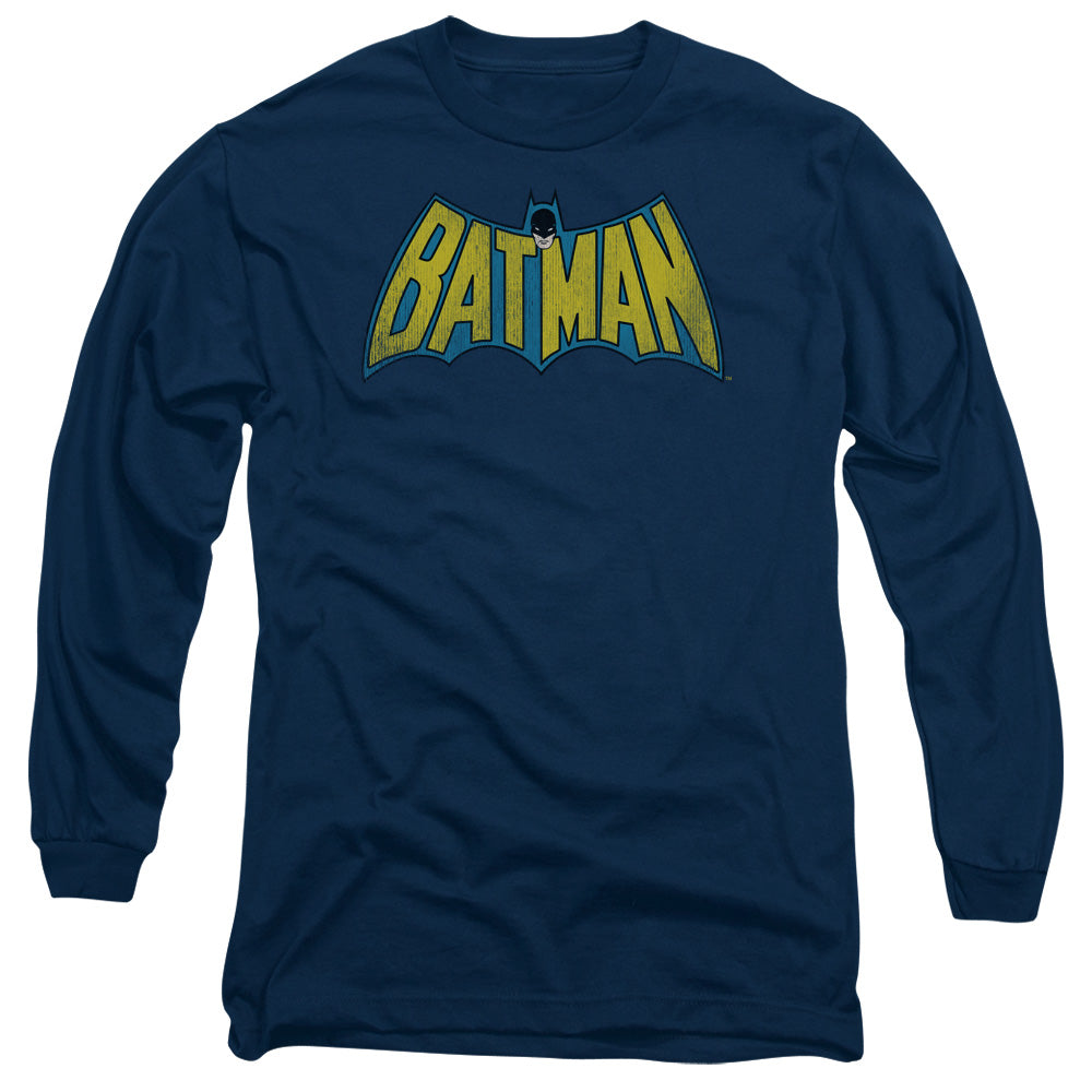 DC Comics Classic Batman Logo Mens Long Sleeve Shirt Navy Blue