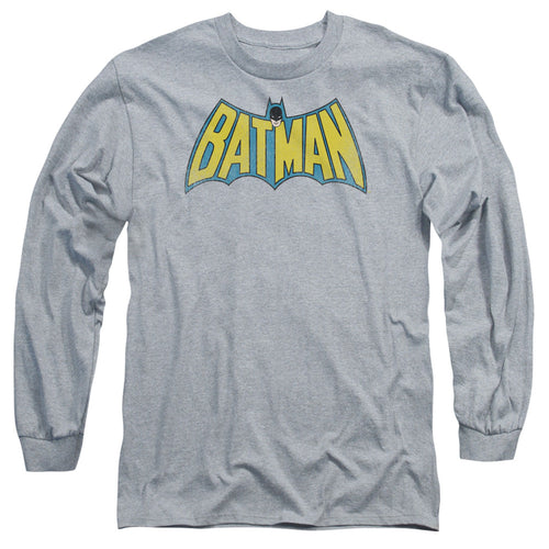 DC Comics Classic Batman Logo Mens Long Sleeve Shirt Athletic Heather