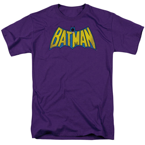 Dc Classic Batman Logo Distressed Mens T Shirt Purple