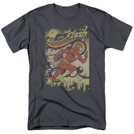 DC Comics Flash Just Passing Through Mens T Shirt Charcoal