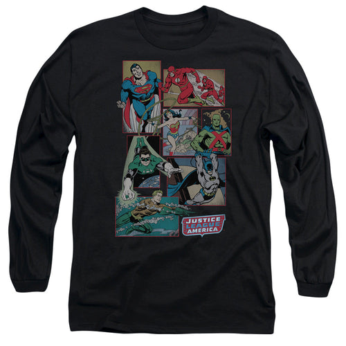 DC Comics Justice League Boxes Mens Long Sleeve Shirt Black